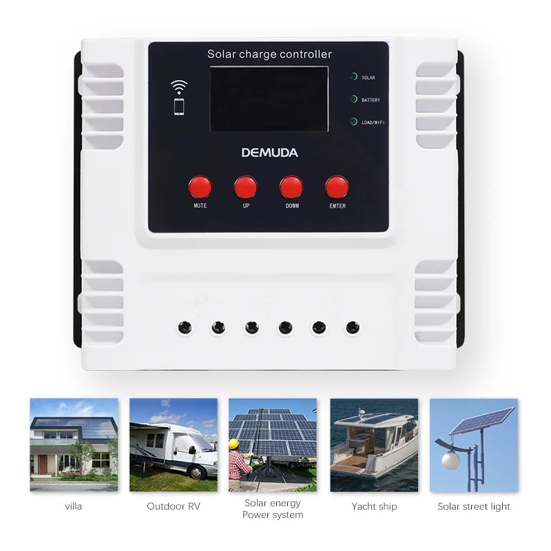 Venta caliente 12V 24V 48V controlador de carga solar 60A controlador solar WIFI aplicaciones PMW controlador de cargador solar 10A 20A 30A 40A 50A para el sistema solar doméstico