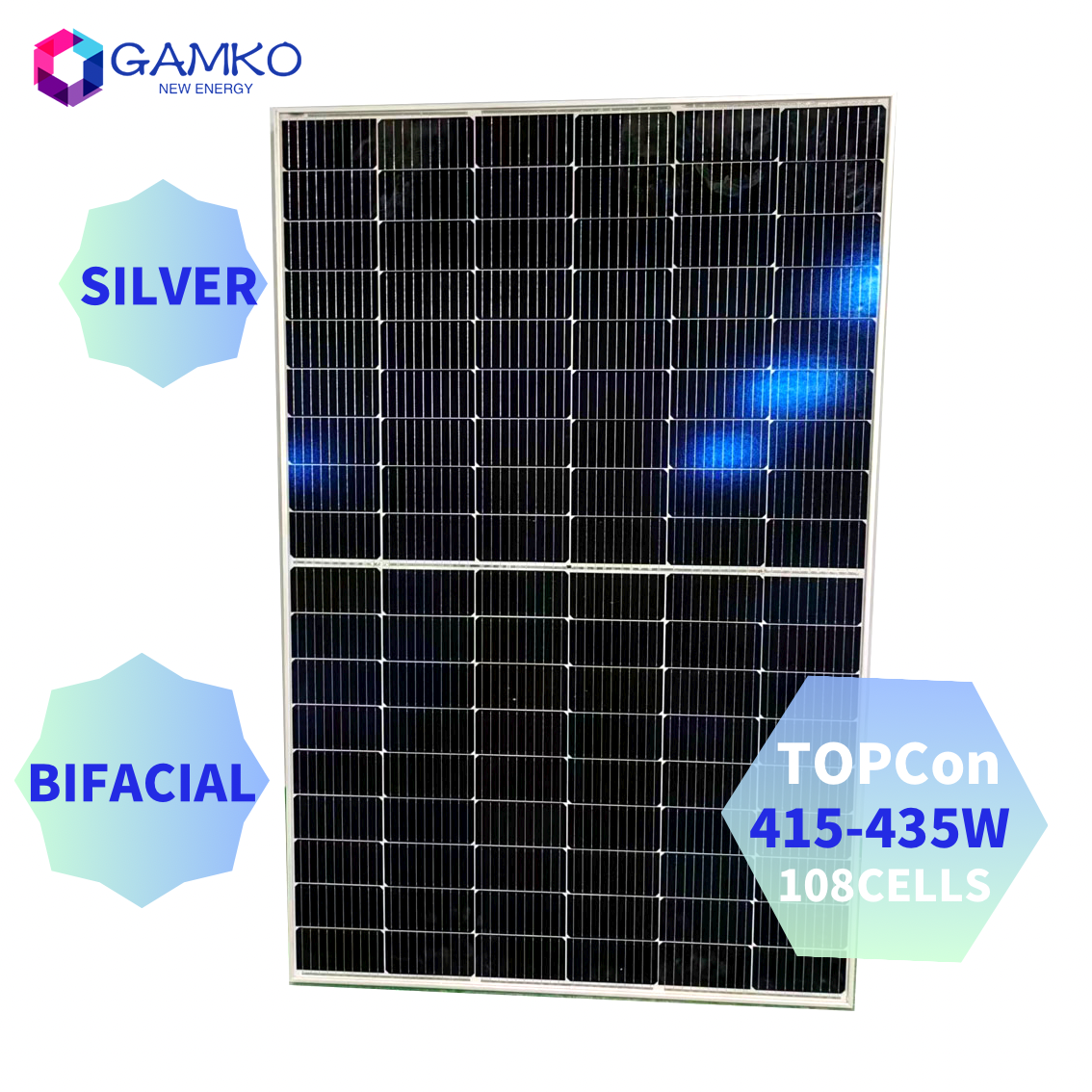 Paneles solares negros completos bifaciales de alta eficiencia para uso doméstico panel solar 430w 435w paneles solares TOPCon 415w 420w 425w