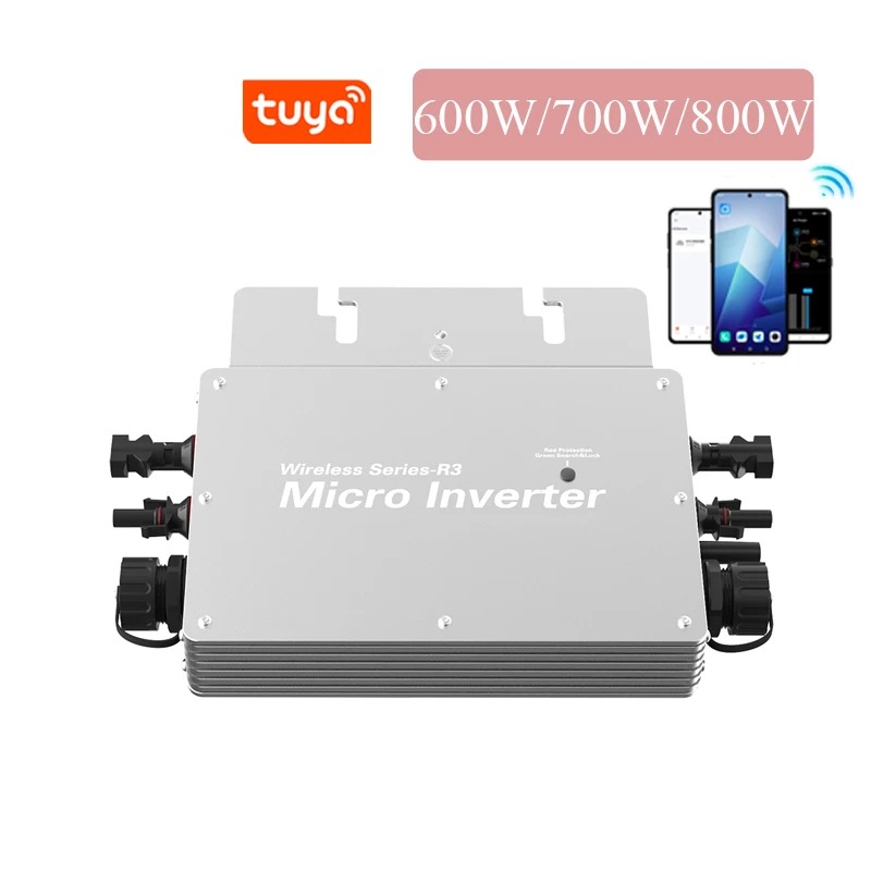 Microinversor solar de 600W, inversor solar MPPT en red, microinversor con Tuya WIFI smart life para sistema solar doméstico de 700W y 800W 