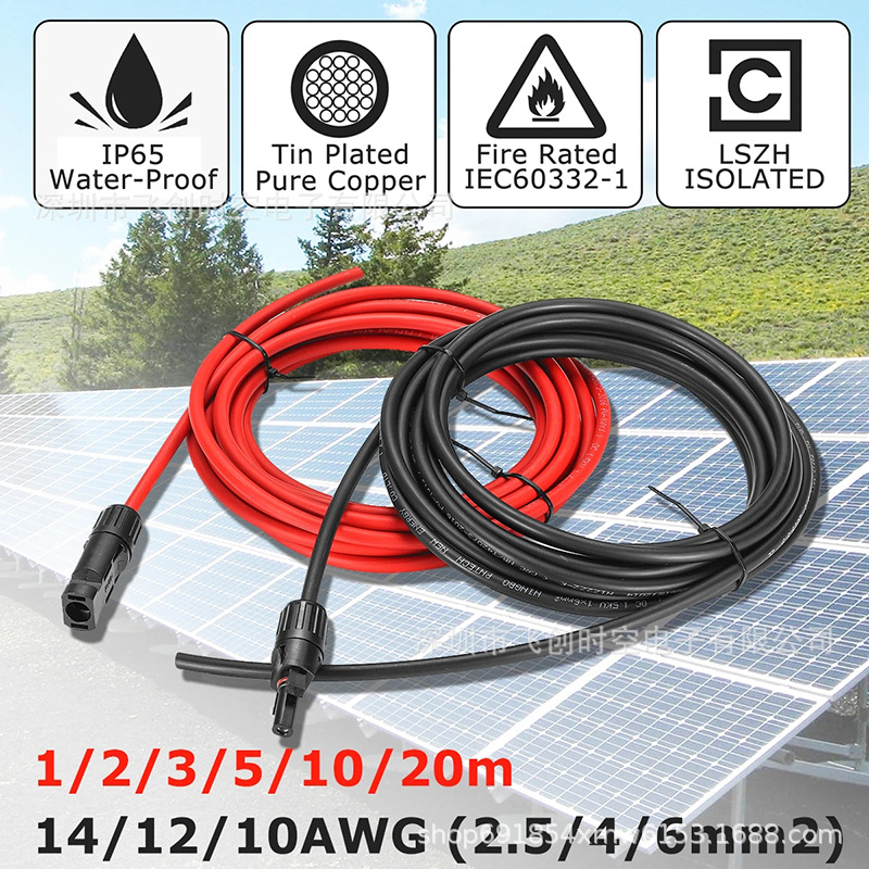 Cable fotovoltaico negro rojo 6mm2 1000V 1500V alambre de cobre estañado Cable solar fotovoltaico para estación de energía solar de buena calidad de China